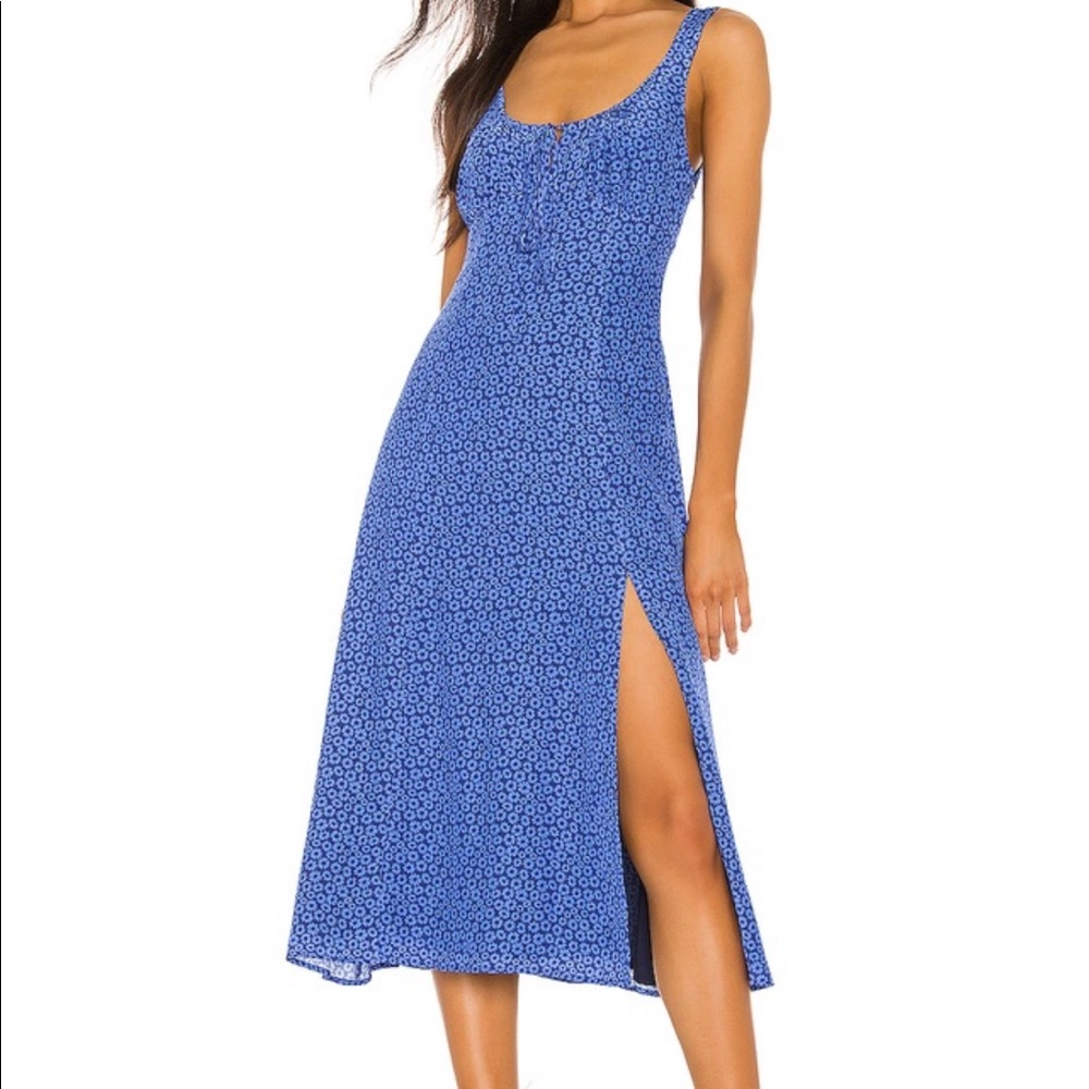 Revolve Maryam Midi Dress in Blue Floral